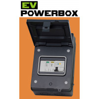 *EV POWERBOX IP65 Metal, Black - 5 module IP65 Metal EV Enclosure with A Type Bi-Directional RCBO and SPD 